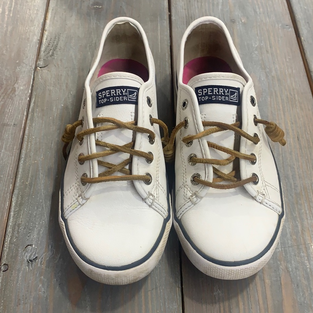 Sperry | White Leather | Seacoast | yg54360 | Size 2 | Girls Slip on Shoes